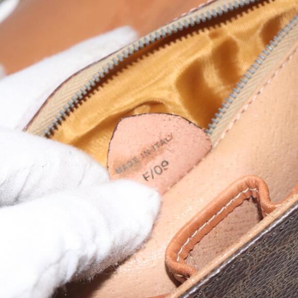 CELINE Macadam Canvas Hand Bag Pvc Leather Brown Gold - Picture 13 of 13